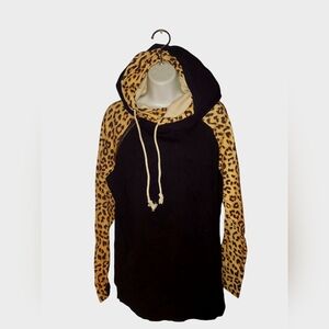 Double Hooded Cheetah Print Hoodie by Ampersand Ave.